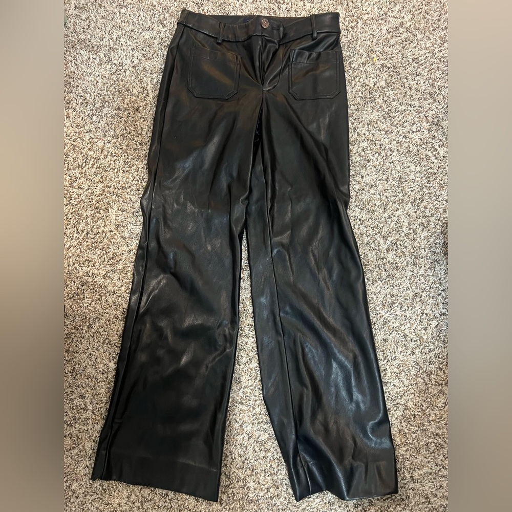 J. Crew Black Leather-Style Trousers